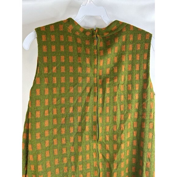 Vintage 60s Geometric Knit Sleeveless Sheath Dress Mod - Picture 6 of 7